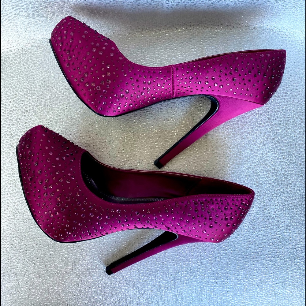 Pink High heel’s With Rhinestones Platforms Stiletto Fuchsia 8